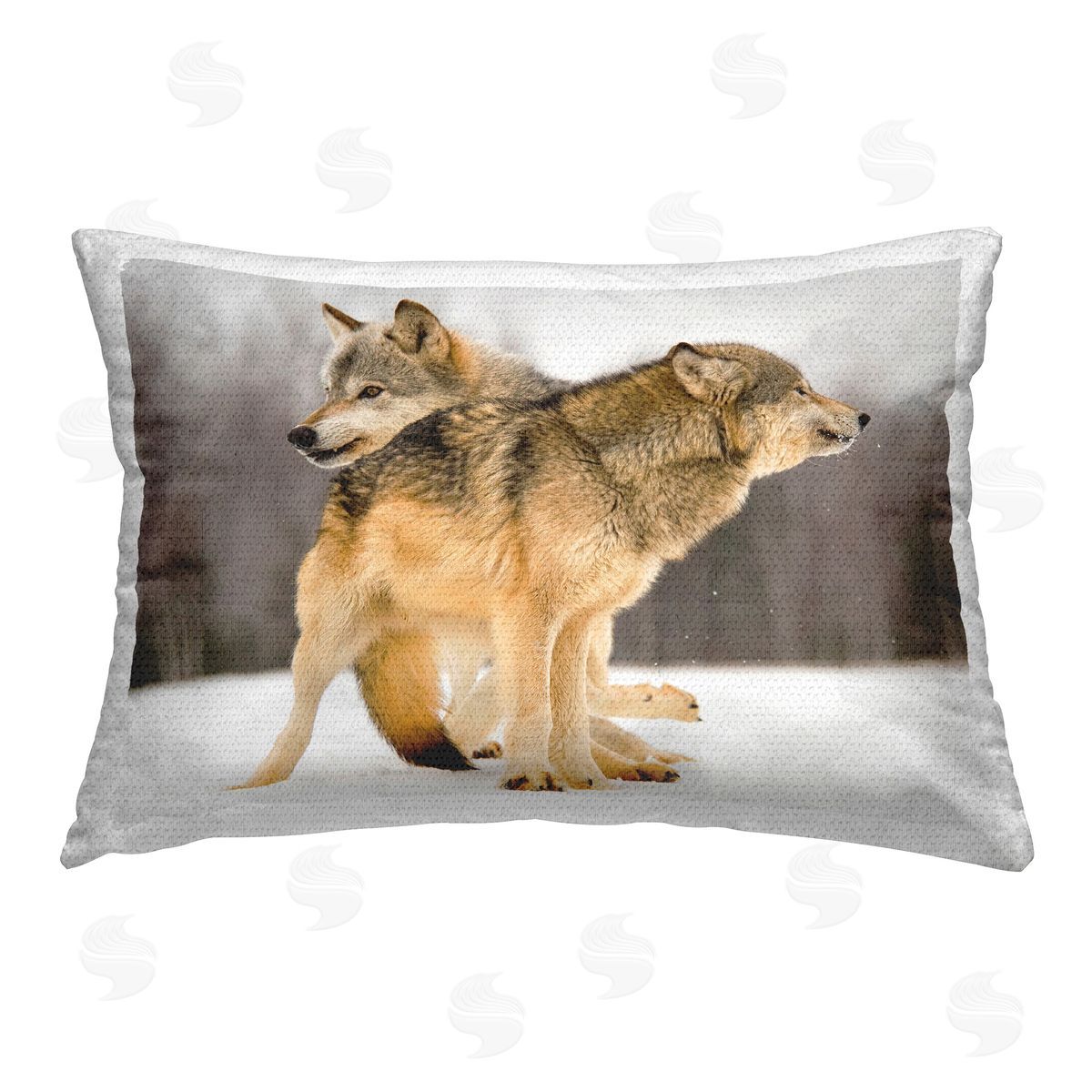 Lisa Dearing Wolf Duo Huddle Outdoor Quick-Dry Polyester Printed Throw Pillow