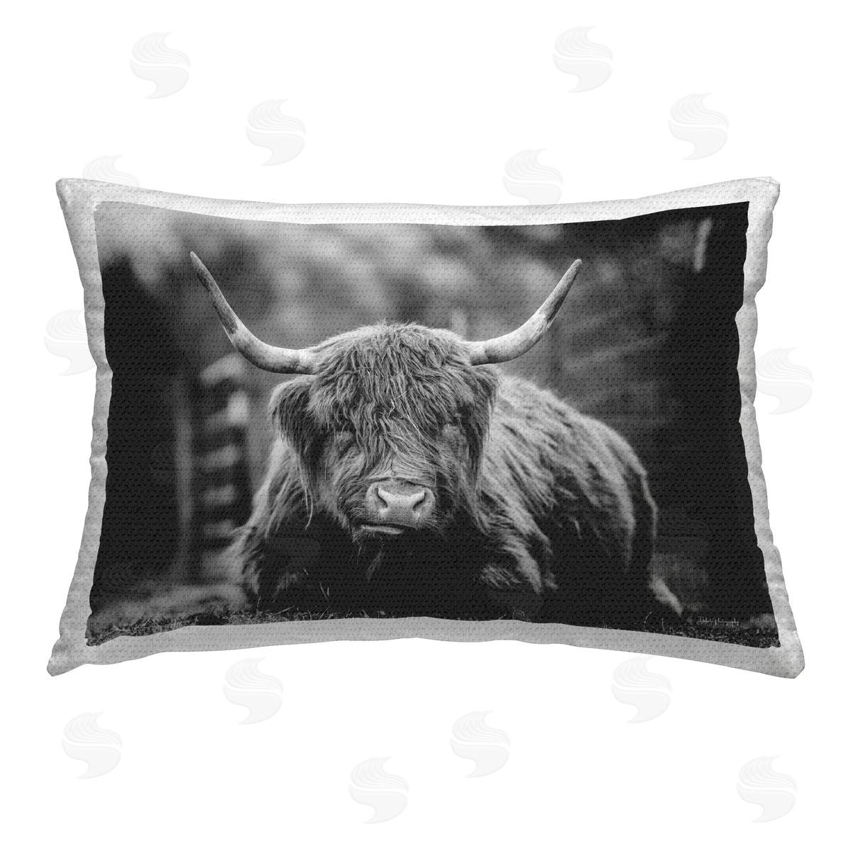 Dakota Diener Cattle Laying in Grass Outdoor Quick-Dry Polyester Printed Throw Pillow