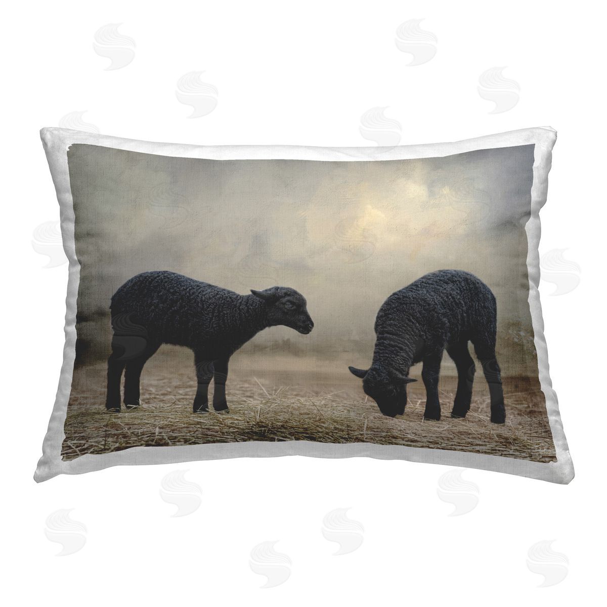 Kelley Parker Black Sheep Grazing Printed Plush Polyester Throw Pillow