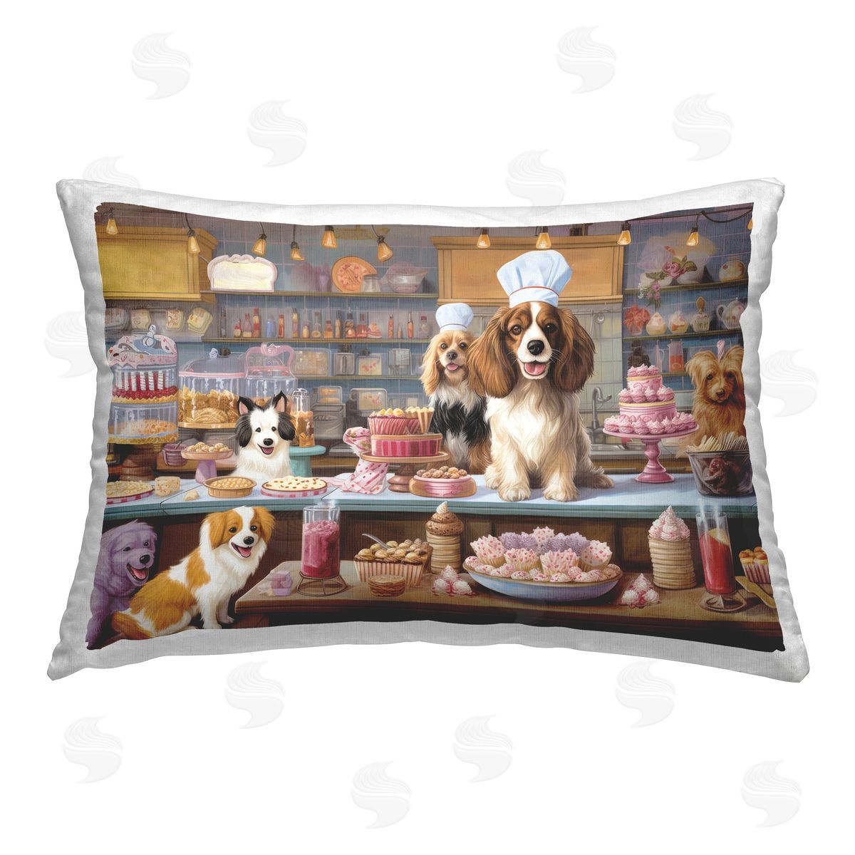 Lazar Studio Sweet Treats Pastry Dogs Printed Plush Polyester Throw Pillow