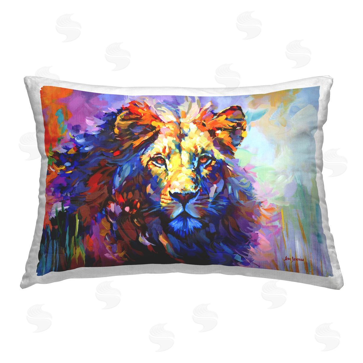 Leon Devenice Paint Strokes Lion Printed Plush Polyester Throw Pillow