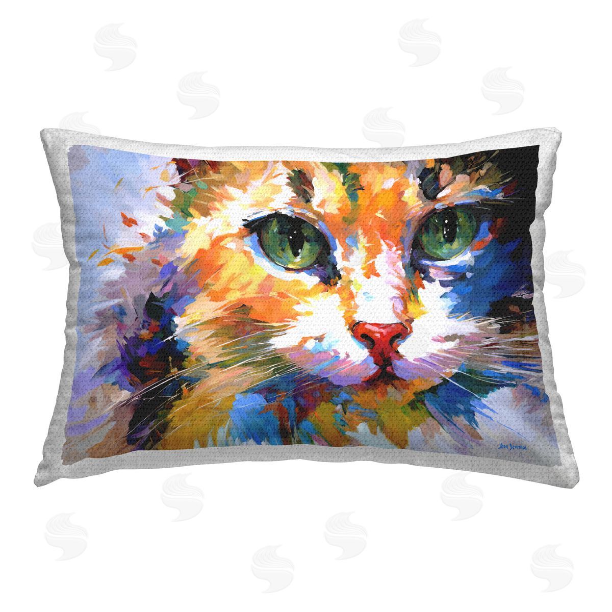 Leon Devenice Manx Cat Gaze Outdoor Quick-Dry Polyester Printed Throw Pillow