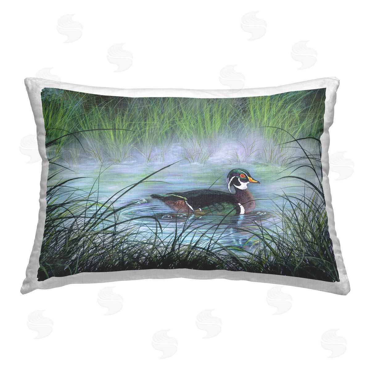 Mataya Duck in Quiet Pond Printed Plush Polyester Throw Pillow