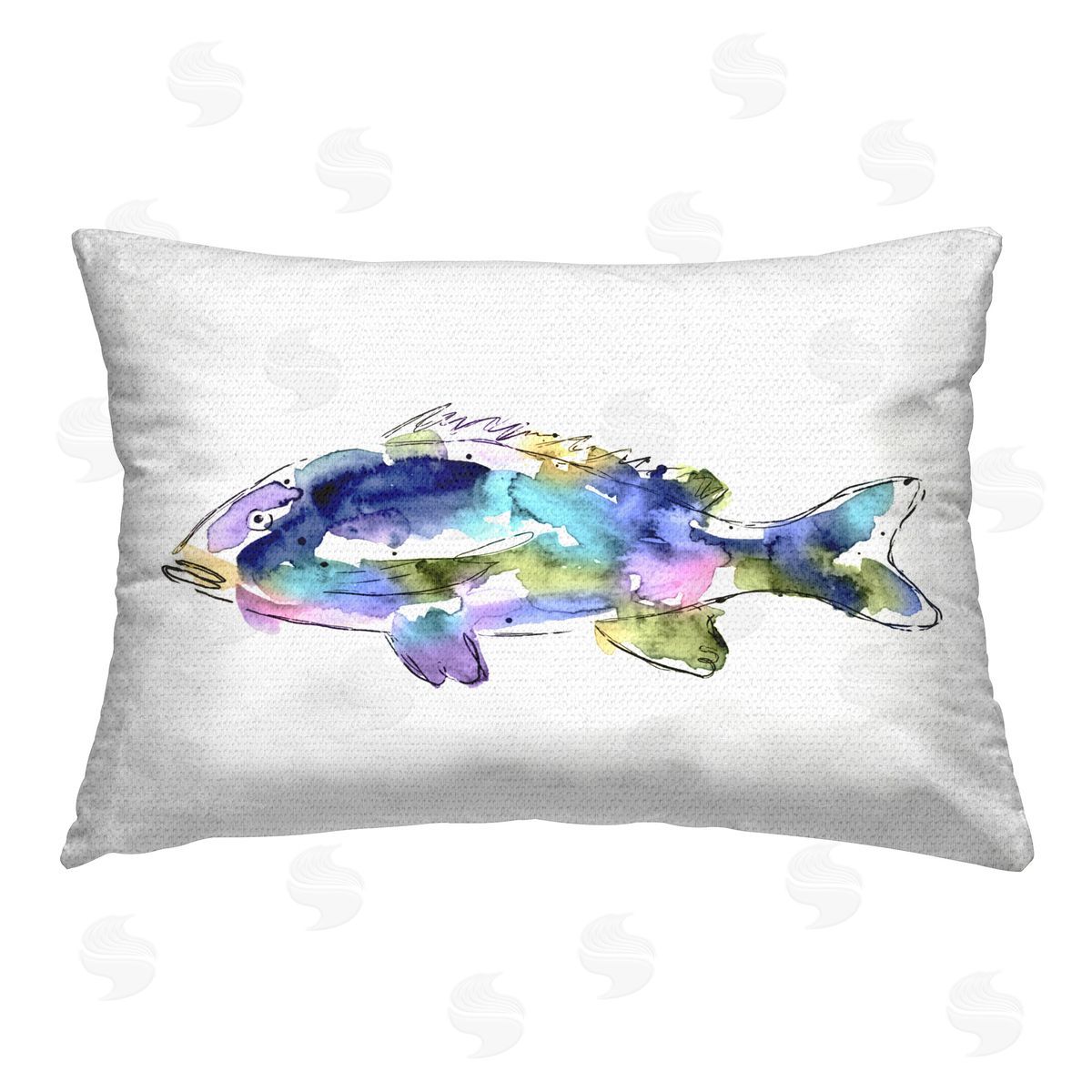 Lisa Nohren Watercolor Style Fish Outdoor Quick-Dry Polyester Printed Throw Pillow