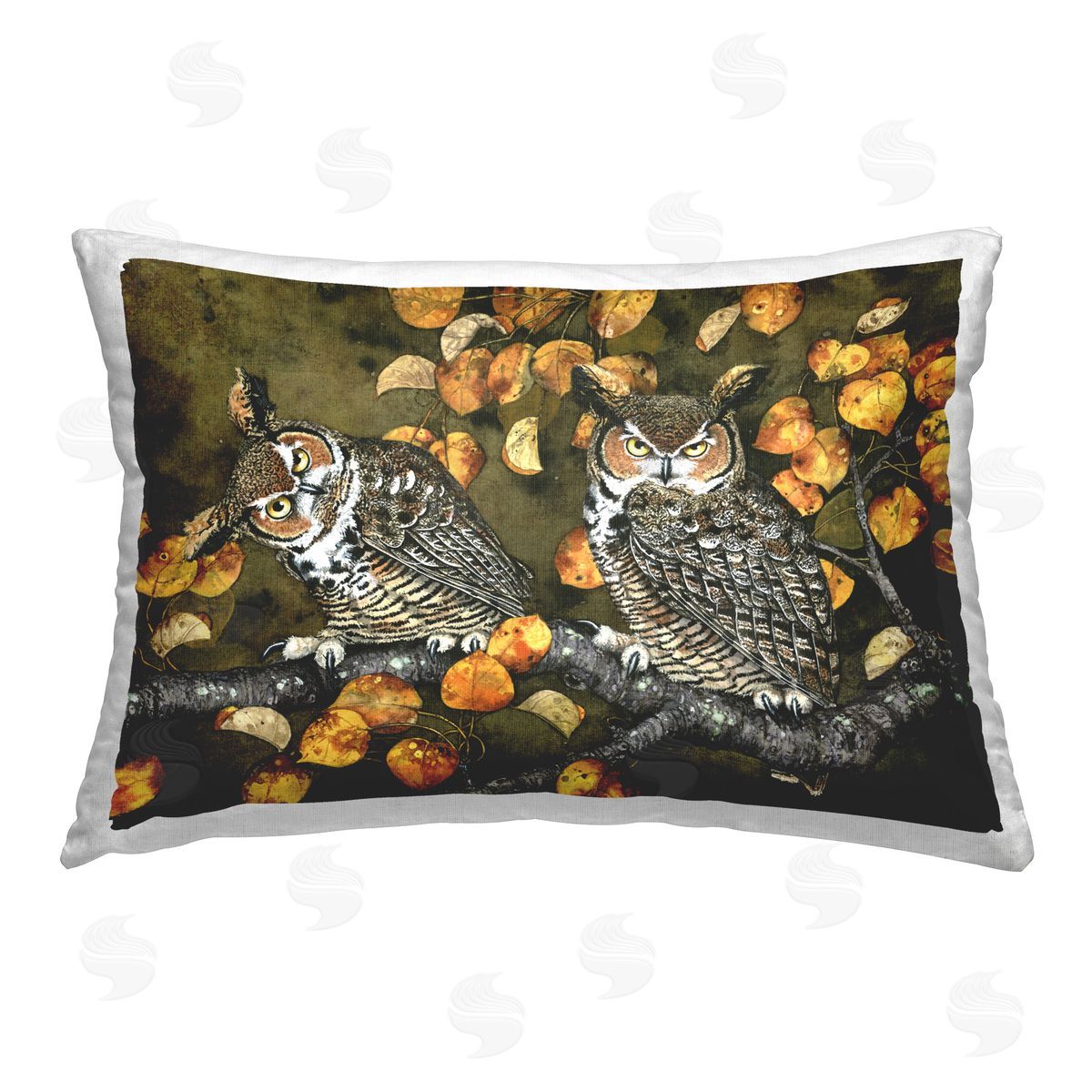 Maggie Vandewalle Inquisitor Owls Autumn Branch Printed Plush Polyester Throw Pillow