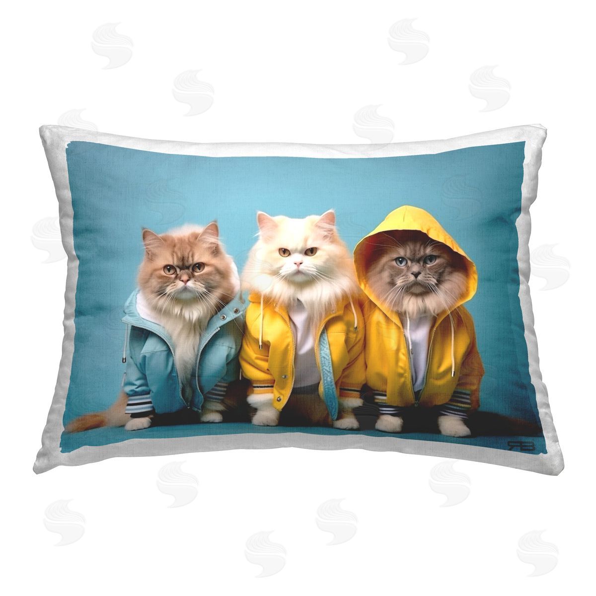 Roozbeh Bahramali Funny Stylish Cats Printed Plush Polyester Throw Pillow
