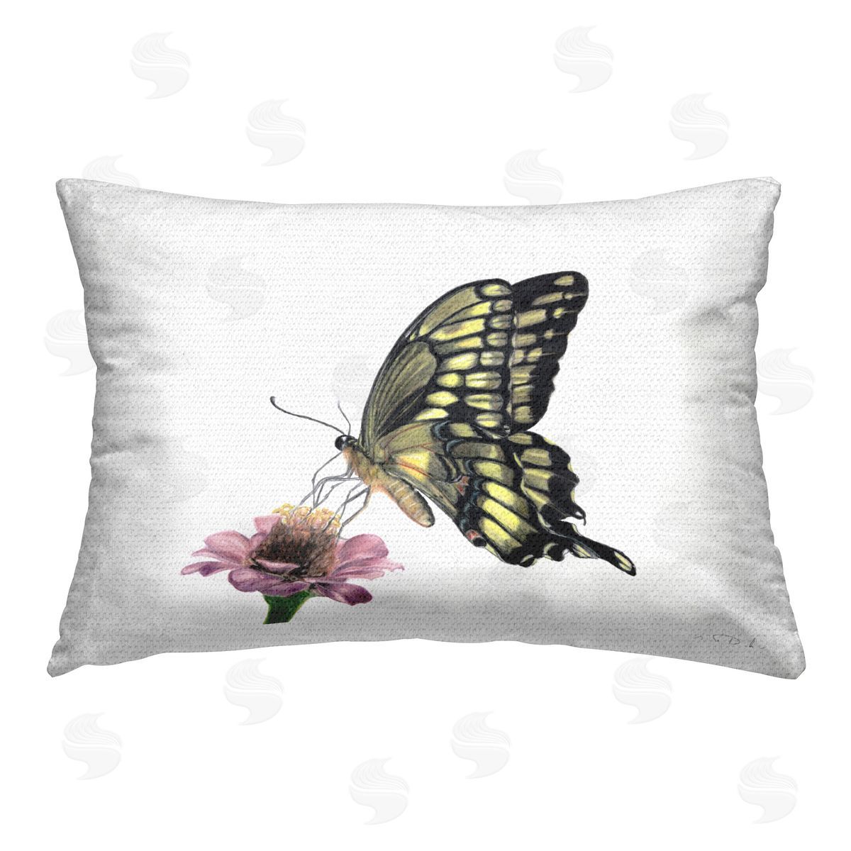 Connie Resch Minimal Butterfly & Flower Outdoor Quick-Dry Polyester Printed Throw Pillow