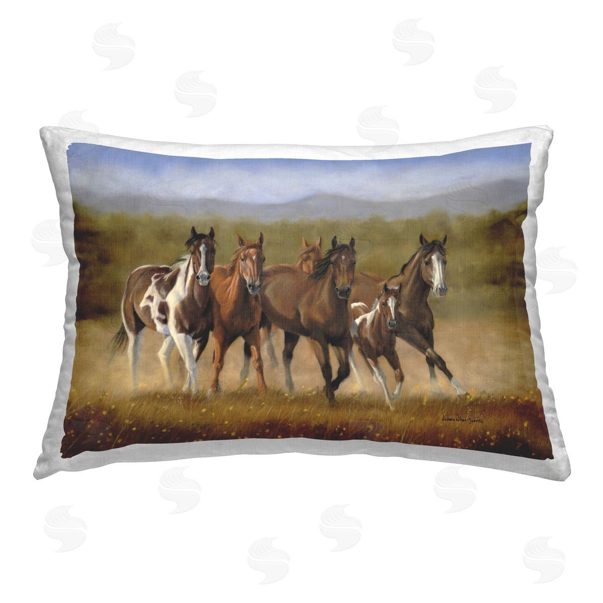 Victoria Schultz Foal's First Run Printed Plush Polyester Throw Pillow