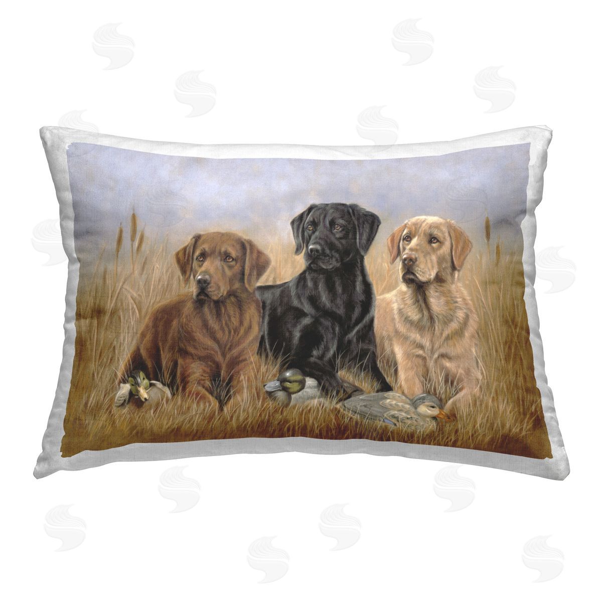 Victoria Schultz Dog Trio & Ducks Printed Plush Polyester Throw Pillow