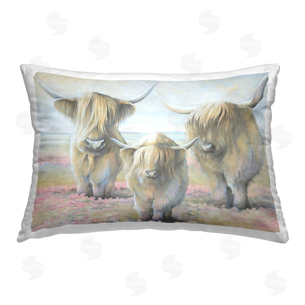 White Ladder Gentle Cattle Trio Printed Plush Polyester Throw Pillow