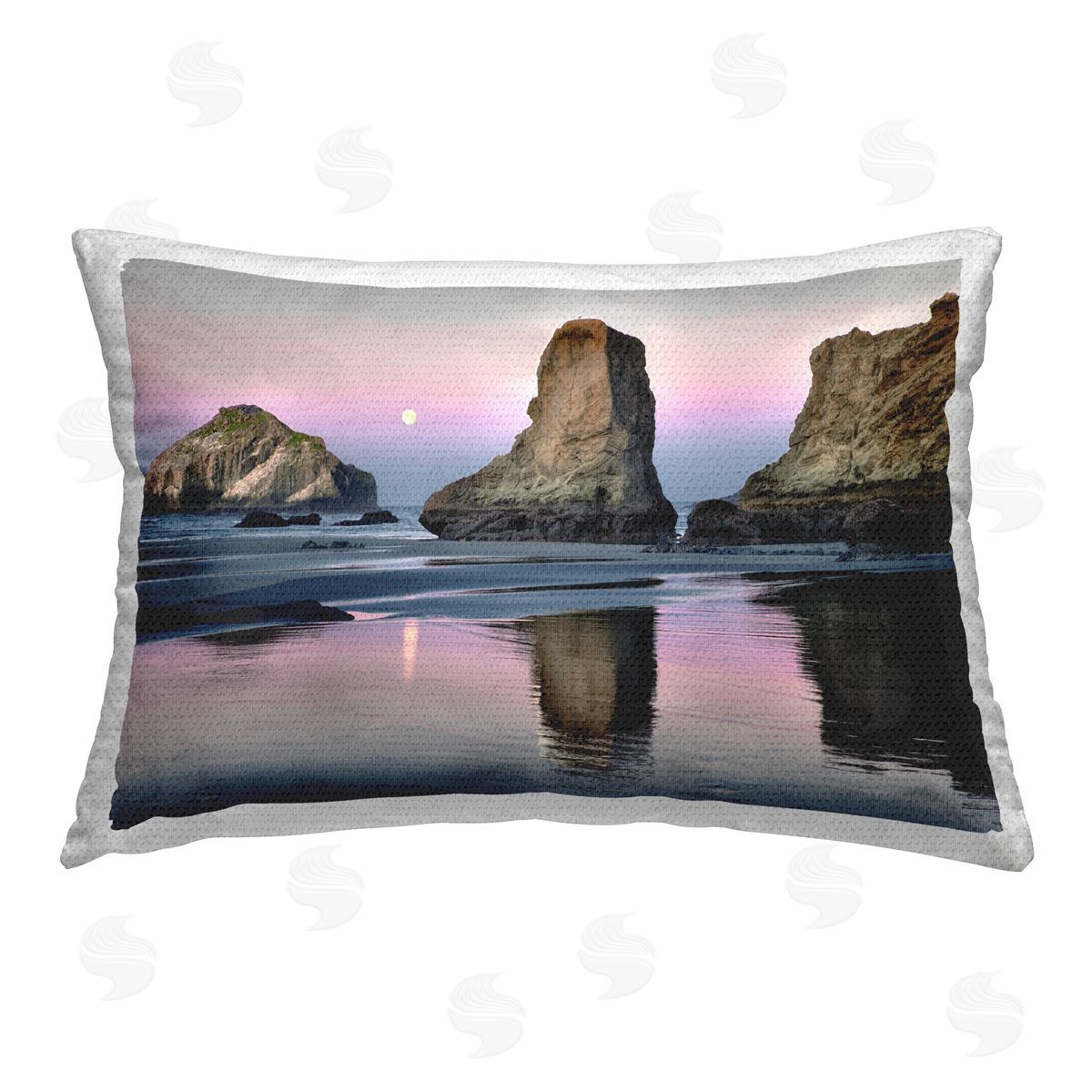 Dennis Frates Moonlit Beach Cliffs Outdoor Quick-Dry Polyester Printed Throw Pillow