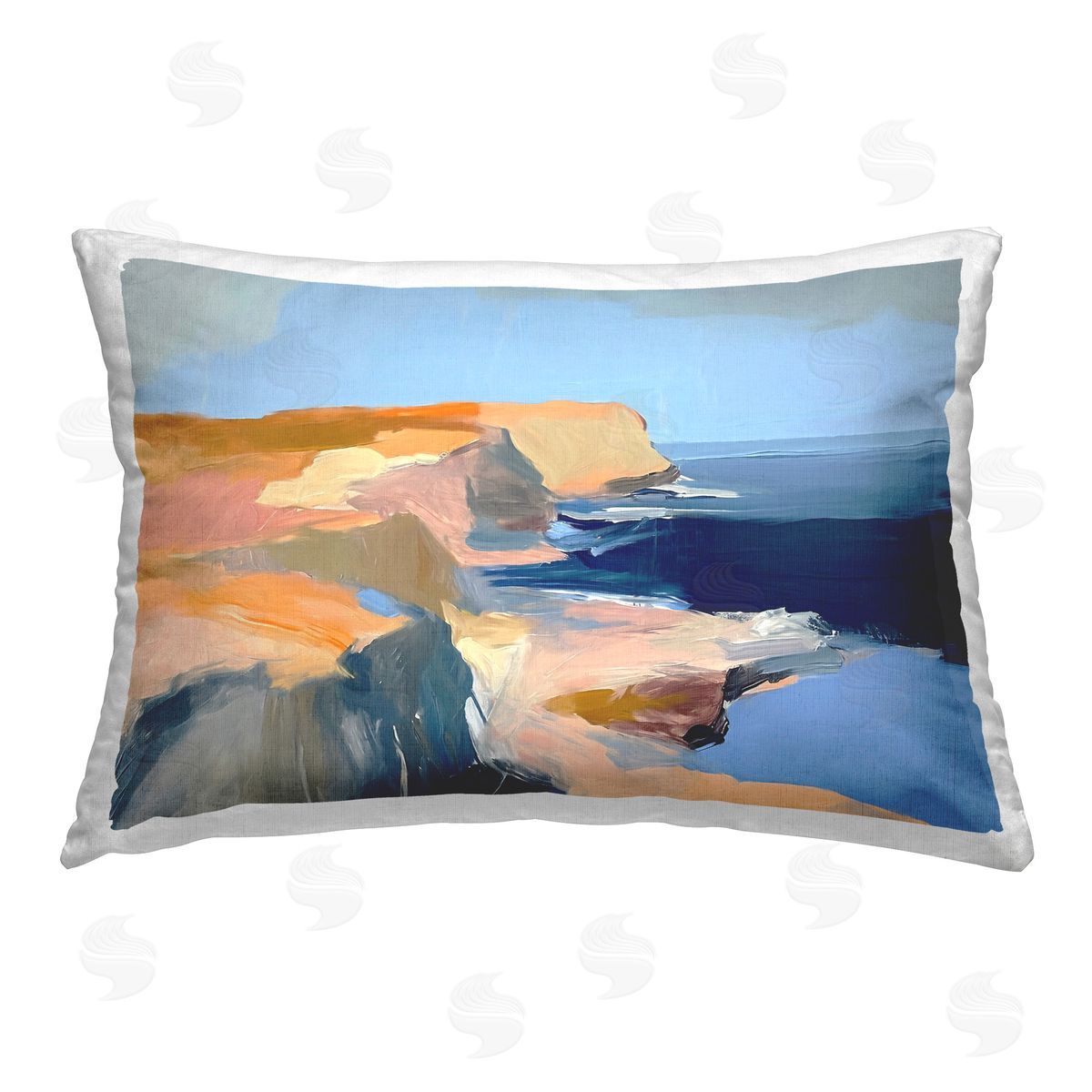 Ramona Murdock Rugged Cliffs Coastline Printed Plush Polyester Throw Pillow