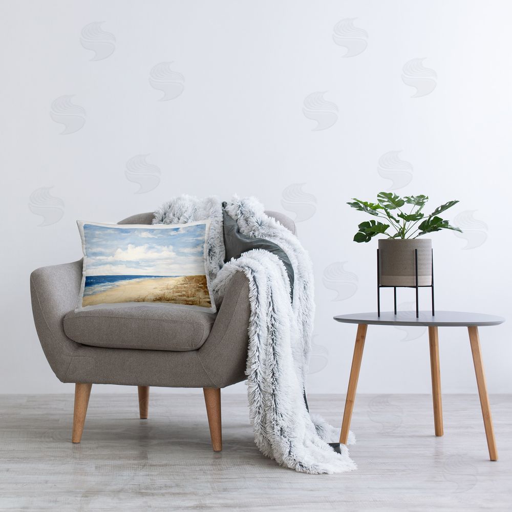 Julie DeRice Calm Beach Painting Printed Plush Polyester Throw Pillow On Chair