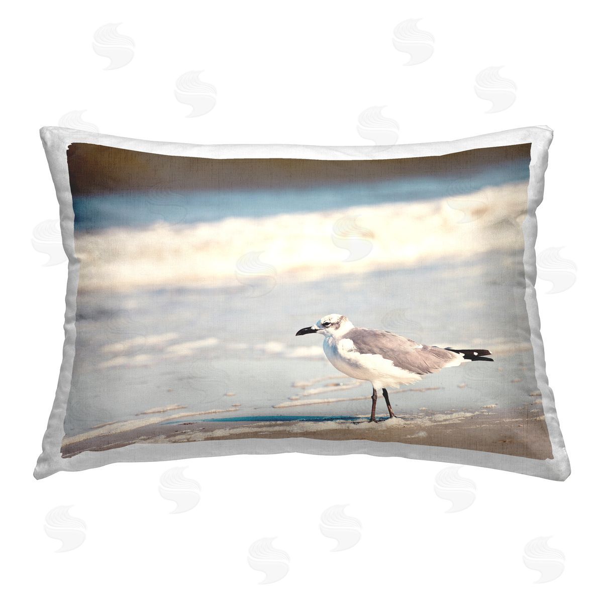 Susan Bryant Seagull Stepping on Shore Printed Plush Polyester Throw Pillow