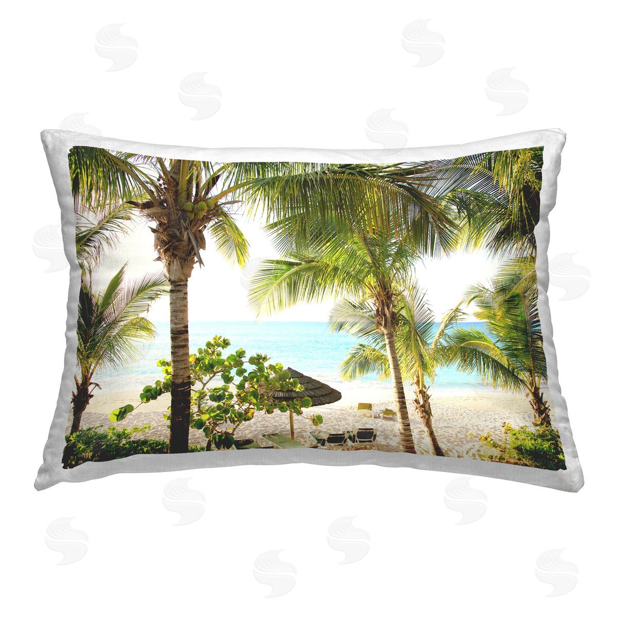 Susan Bryant Tropical Beach Resort Printed Plush Polyester Throw Pillow