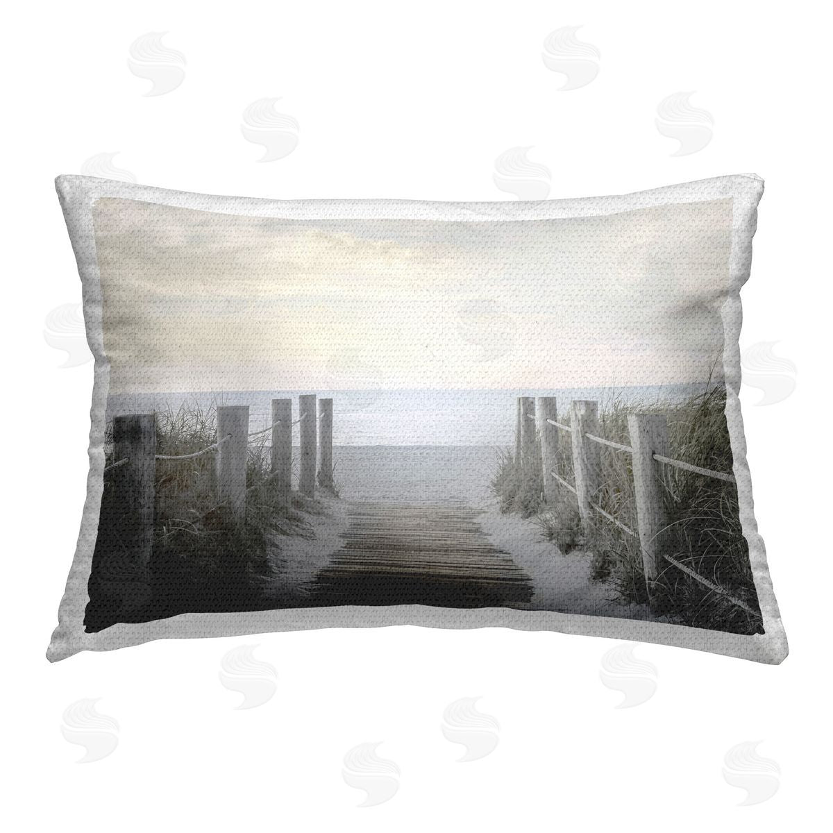 Mike Calascibetta Boardwalk Steps to Beach Outdoor Quick-Dry Polyester Printed Throw Pillow
