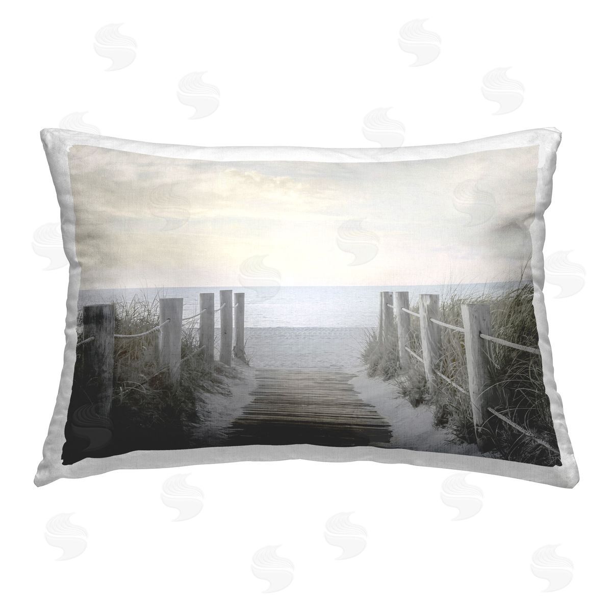 Mike Calascibetta Boardwalk Steps to Beach Printed Plush Polyester Throw Pillow