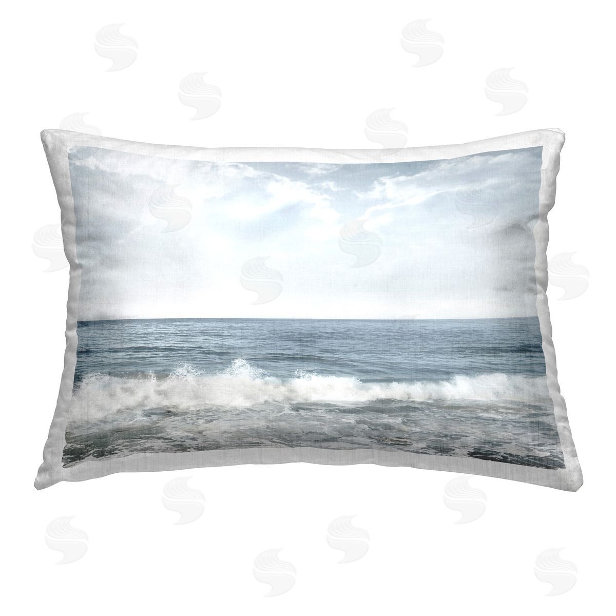 Mike Calascibetta Splashing Waves Beach Printed Plush Polyester Throw Pillow