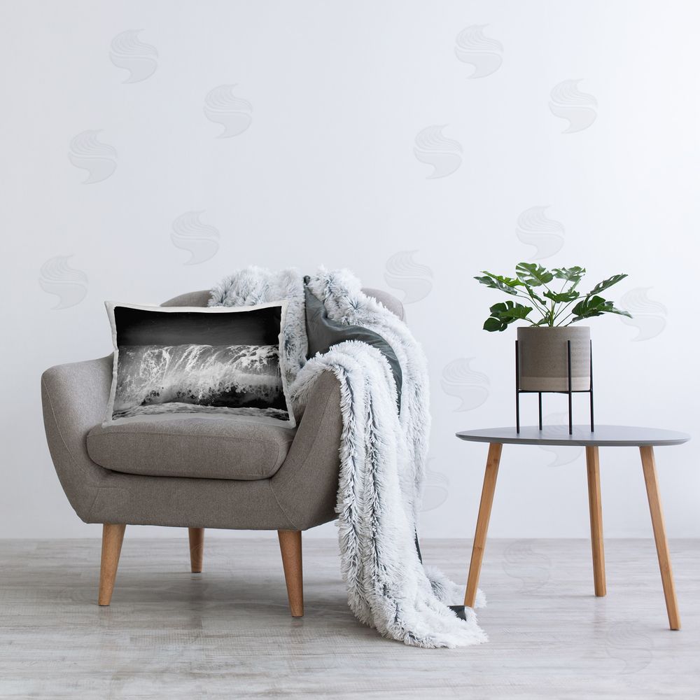 Nathan Larson Rolling Waves Night Sky Printed Plush Polyester Throw Pillow On Chair