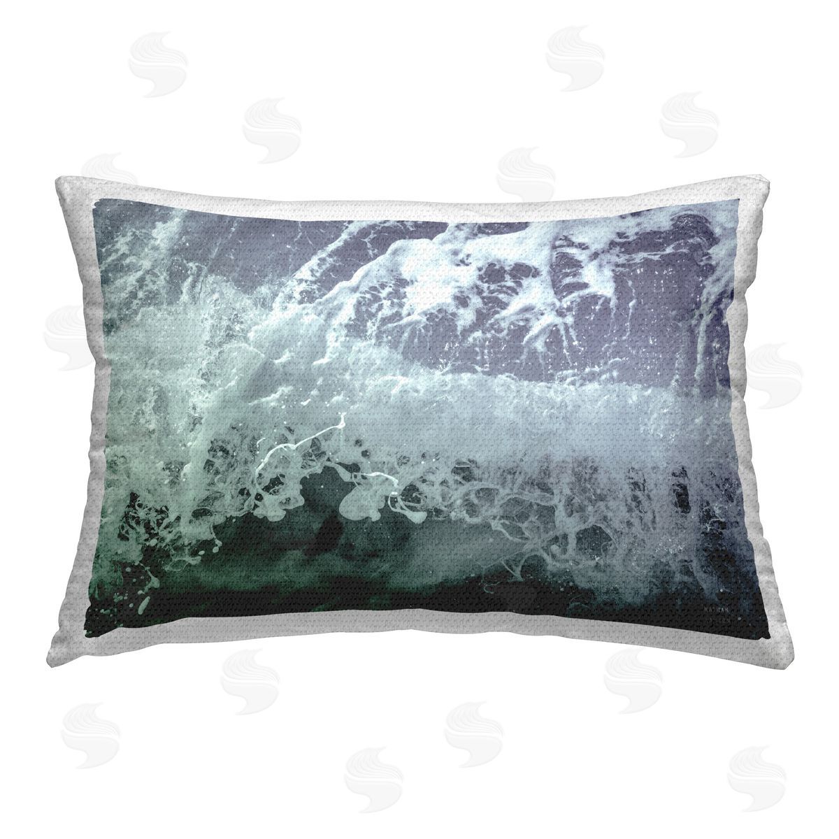 Nathan Larson Splashing Blue Waves Outdoor Quick-Dry Polyester Printed Throw Pillow