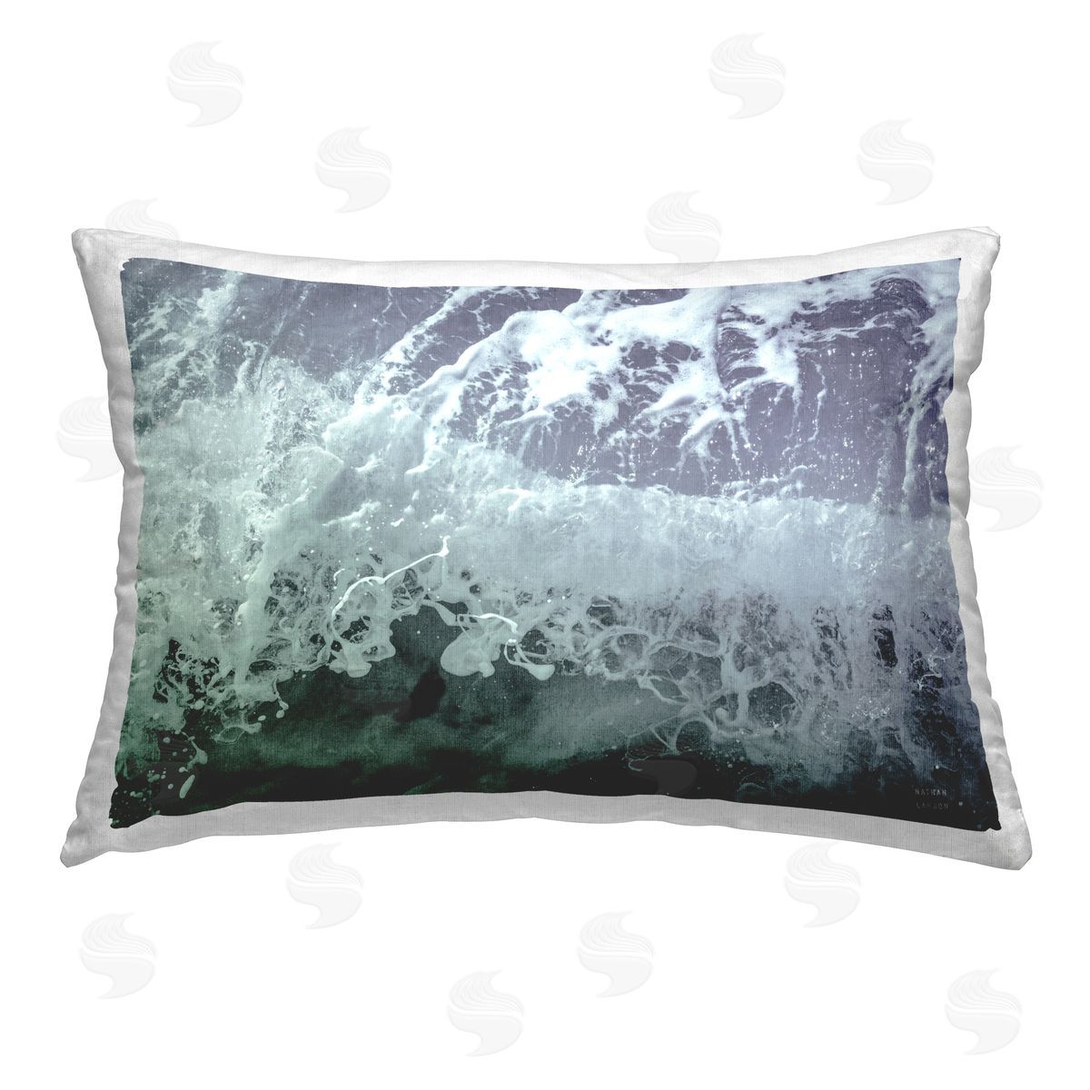 Nathan Larson Splashing Blue Waves Printed Plush Polyester Throw Pillow