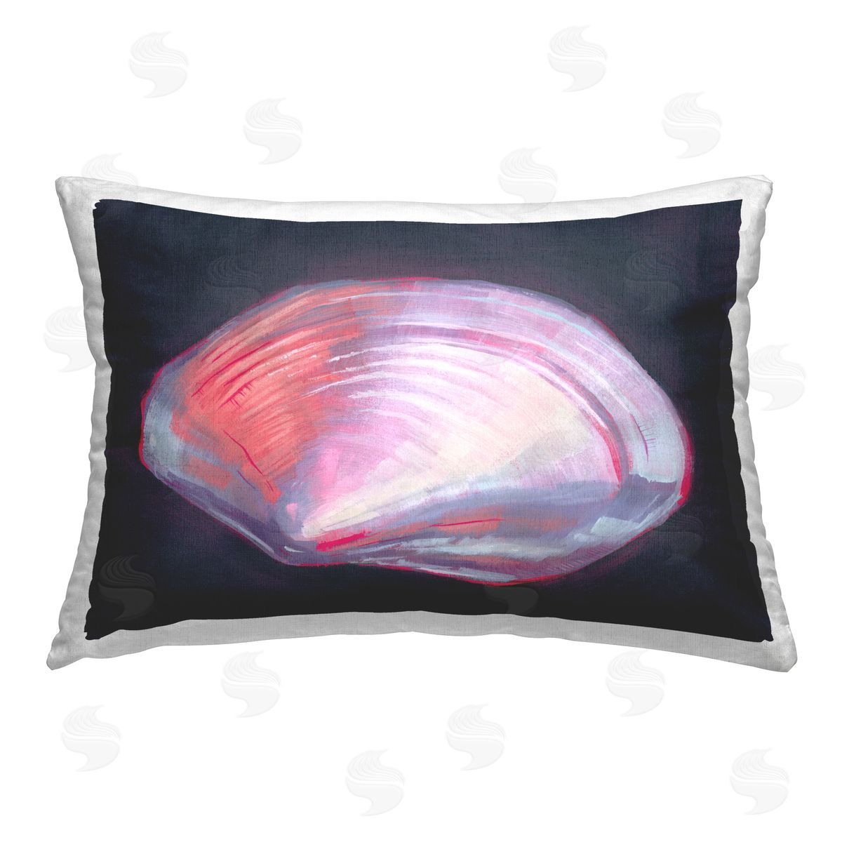 Grace Popp Pink Clam on Black Printed Plush Polyester Throw Pillow