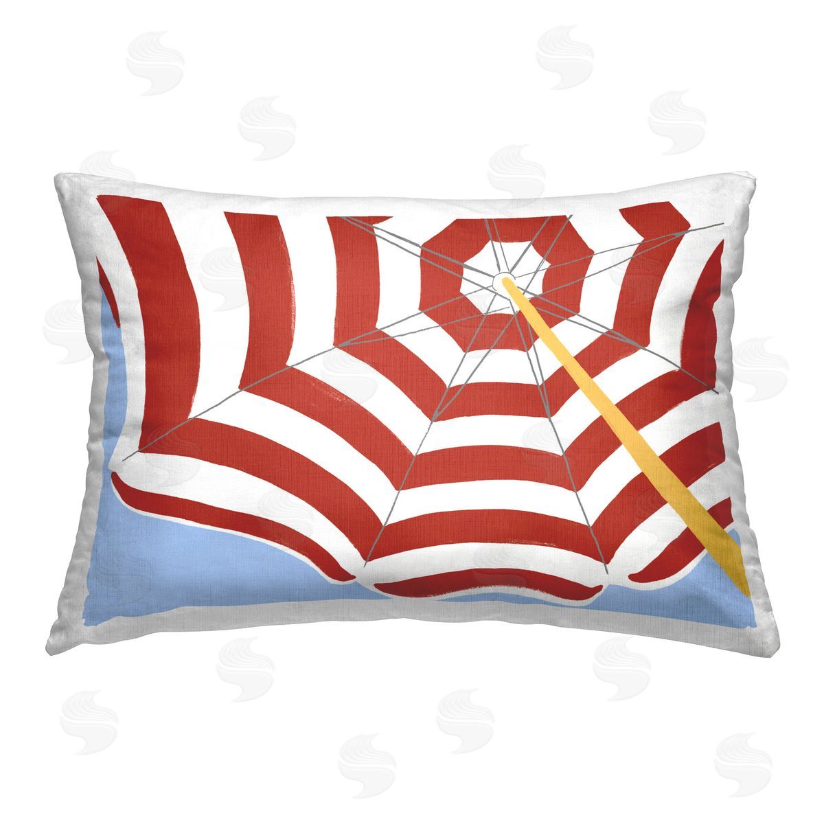 June Erica Vess Red & White Umbrella Printed Plush Polyester Throw Pillow