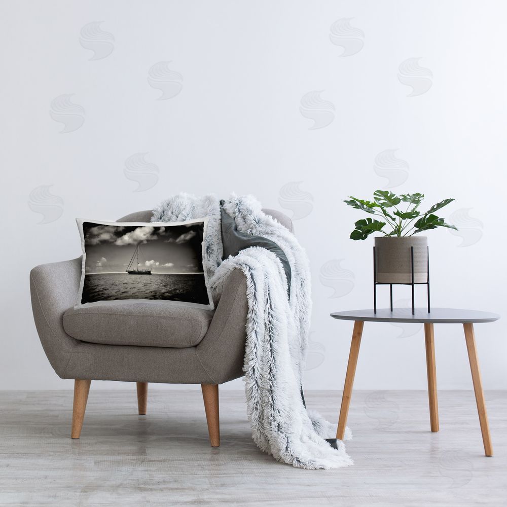 Dennis Frates Clouds Over Big Ship Printed Plush Polyester Throw Pillow On Chair