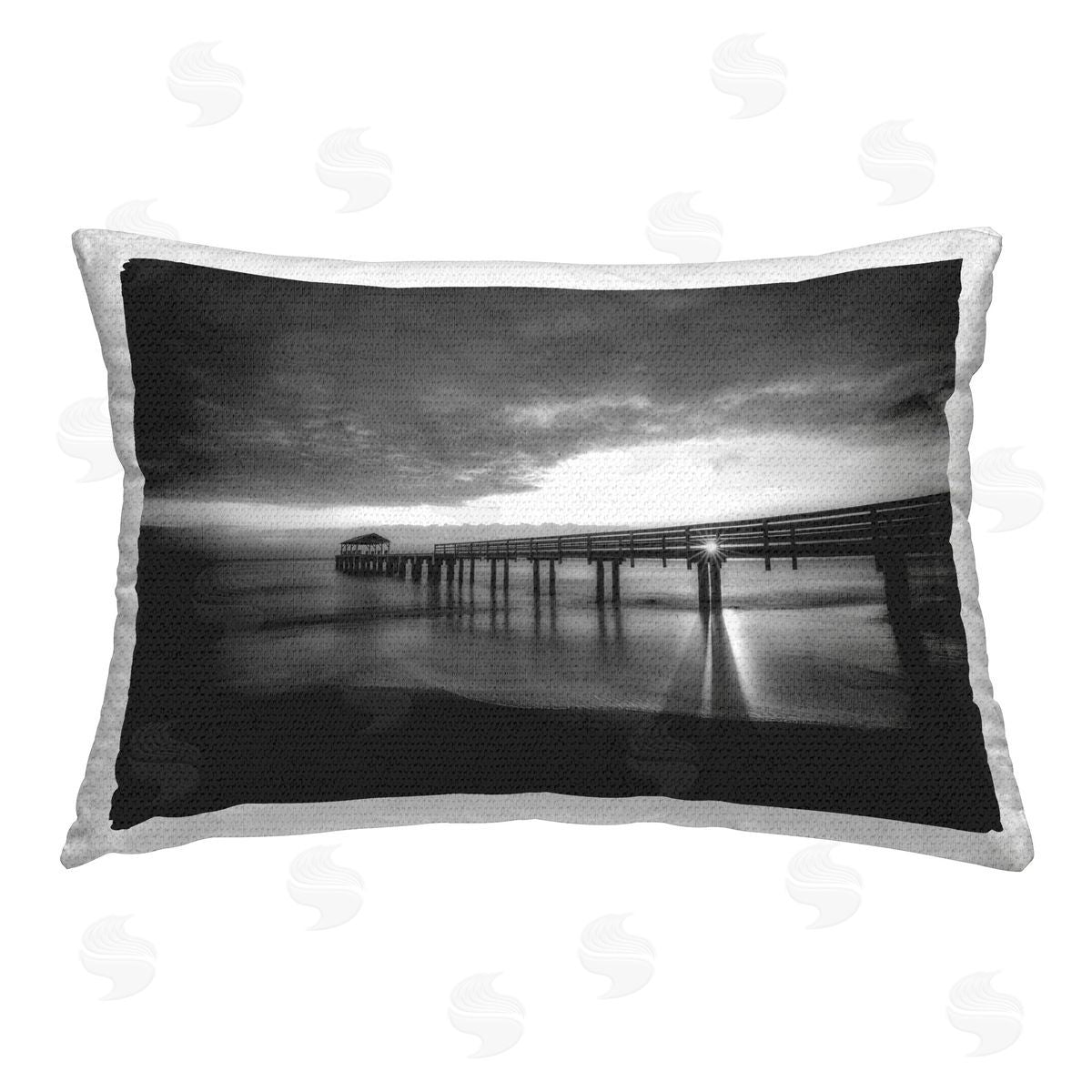 Dennis Frates Sun Shining Through Dock Outdoor Quick-Dry Polyester Printed Throw Pillow