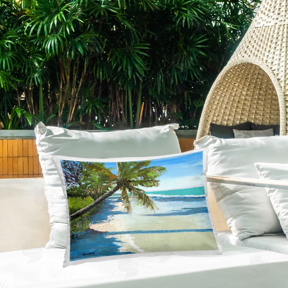 Christine Reichow Beach Shadows Landscape Outdoor Quick-Dry Polyester Printed Throw Pillow in Back Yard