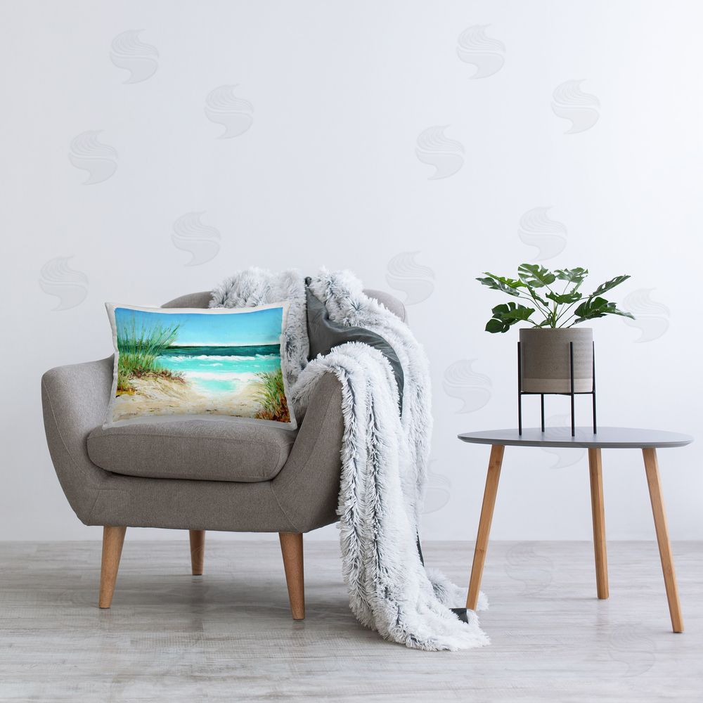 Christine Reichow Tropical Beach View Printed Plush Polyester Throw Pillow On Chair