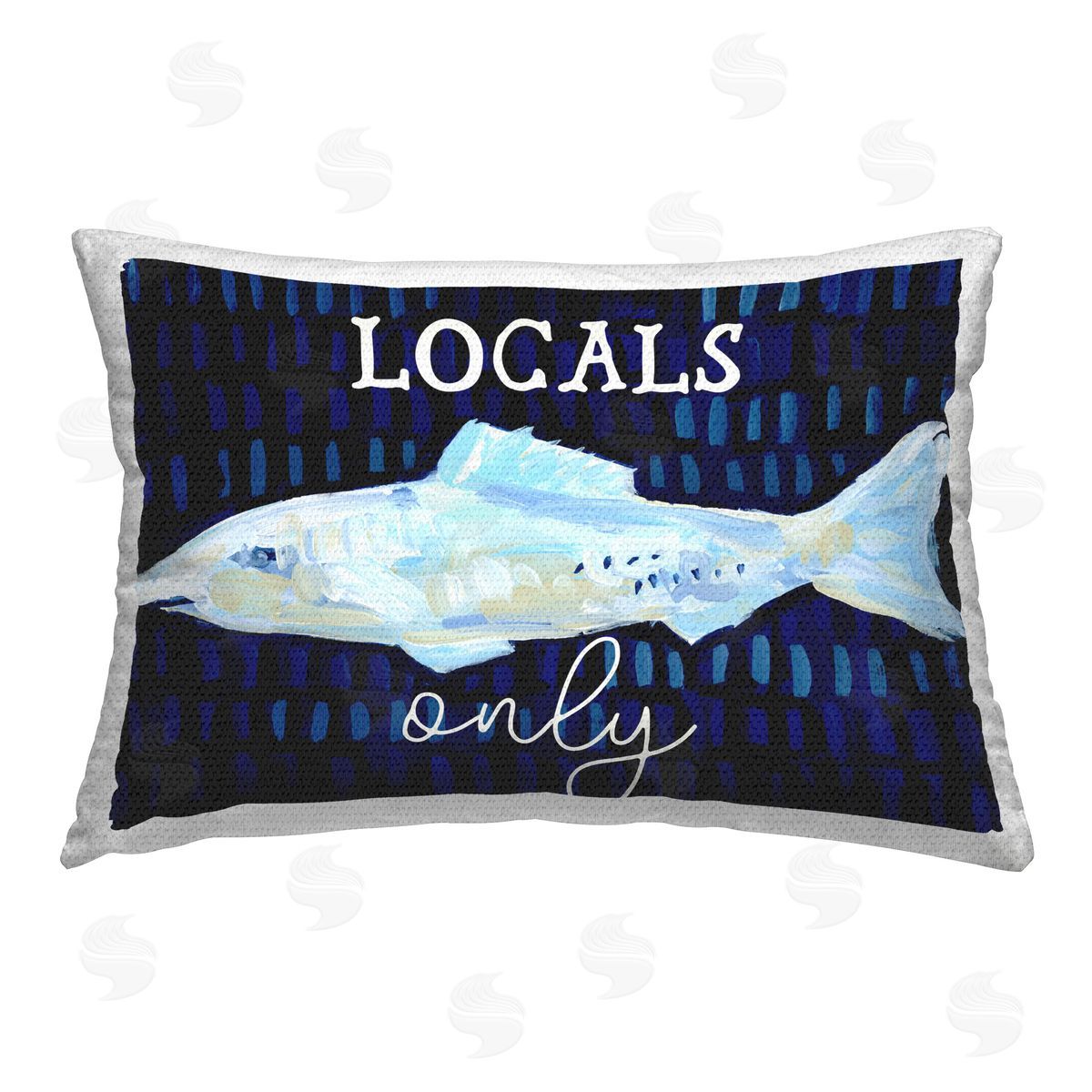 Jetty Home LLC Locals Only with Fish Outdoor Quick-Dry Polyester Printed Throw Pillow