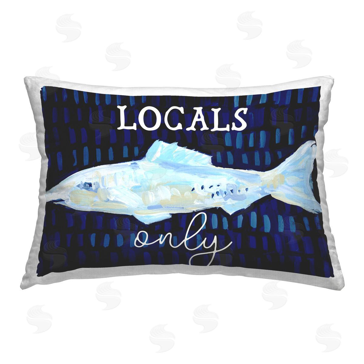 Jetty Home LLC Locals Only with Fish Printed Plush Polyester Throw Pillow