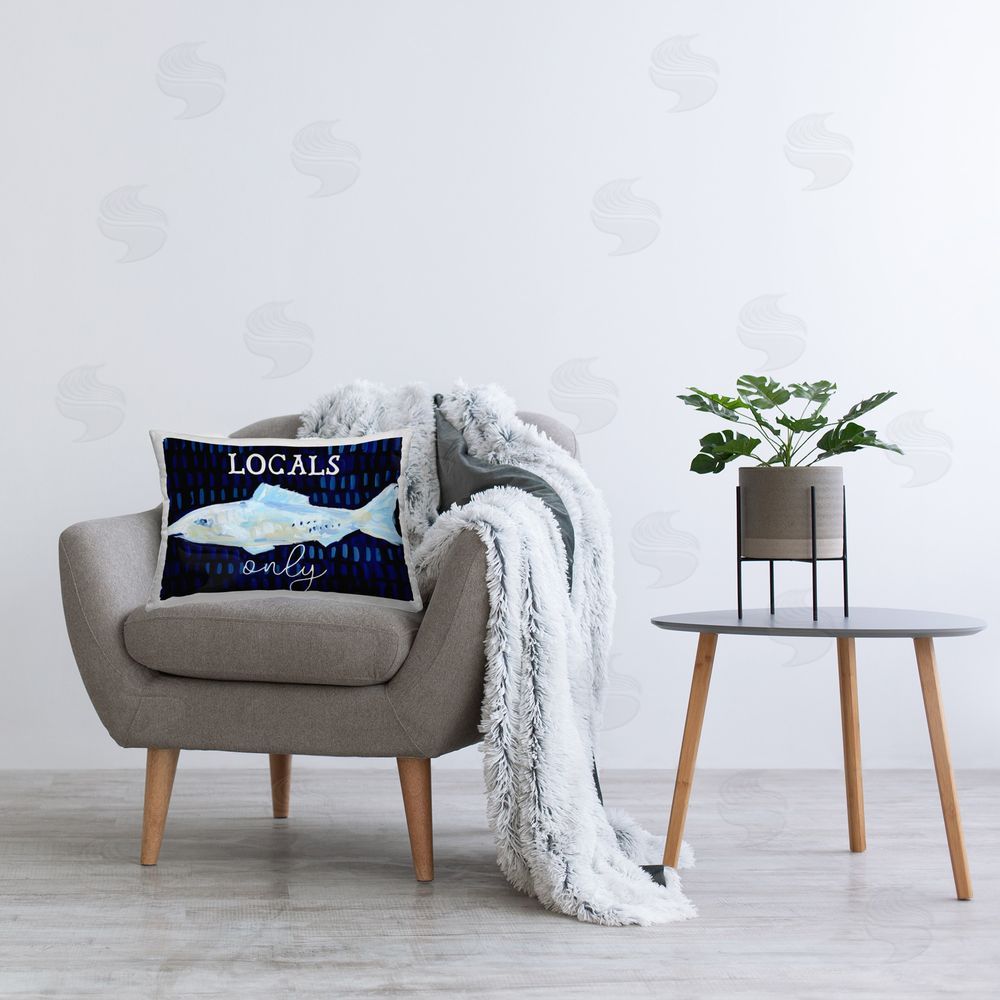 Jetty Home LLC Locals Only with Fish Printed Plush Polyester Throw Pillow On Chair