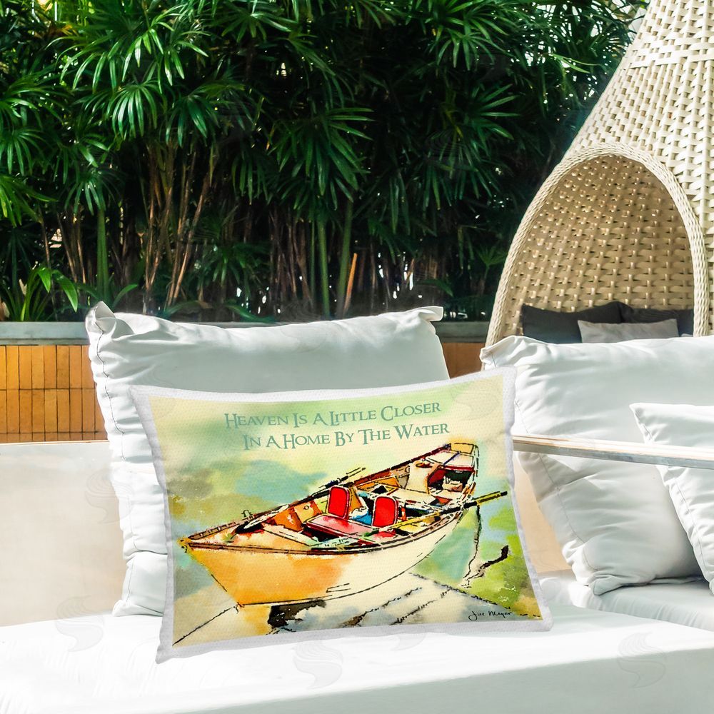 Jill Meyer Closer to Heaven Boat Outdoor Quick-Dry Polyester Printed Throw Pillow in Back Yard