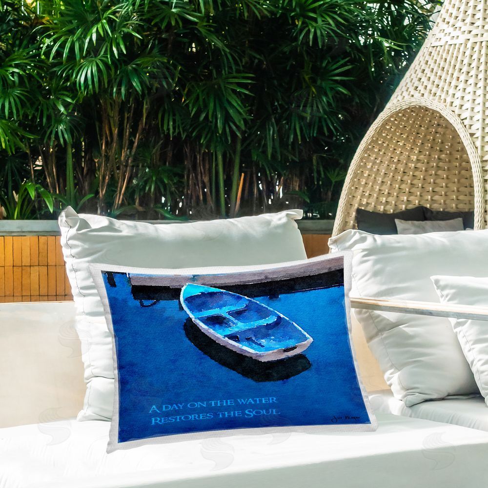 Jill Meyer Restores The Soul Boat Outdoor Quick-Dry Polyester Printed Throw Pillow in Back Yard