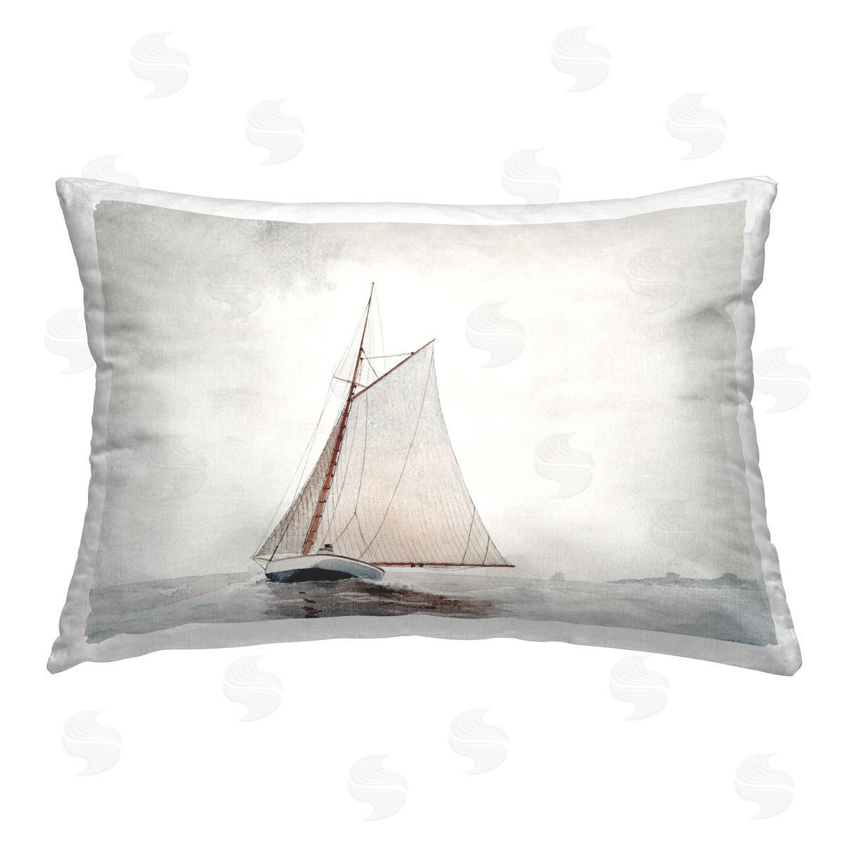 Lettered and Lined Timeless Sea Vessel Printed Plush Polyester Throw Pillow