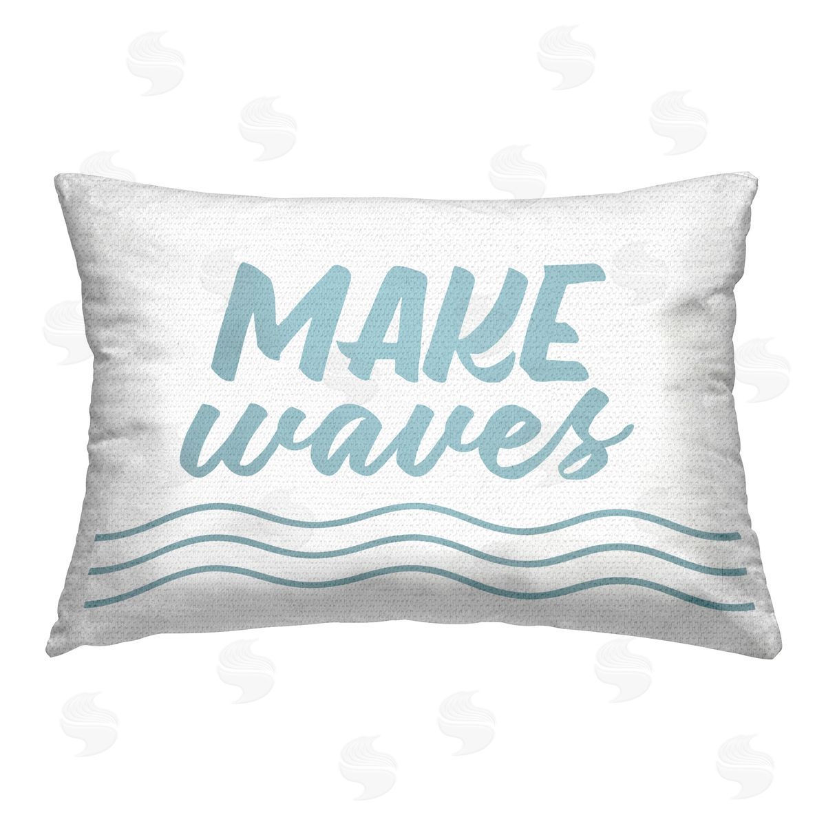 Lettered and Lined Make Waves on White Outdoor Quick-Dry Polyester Printed Throw Pillow