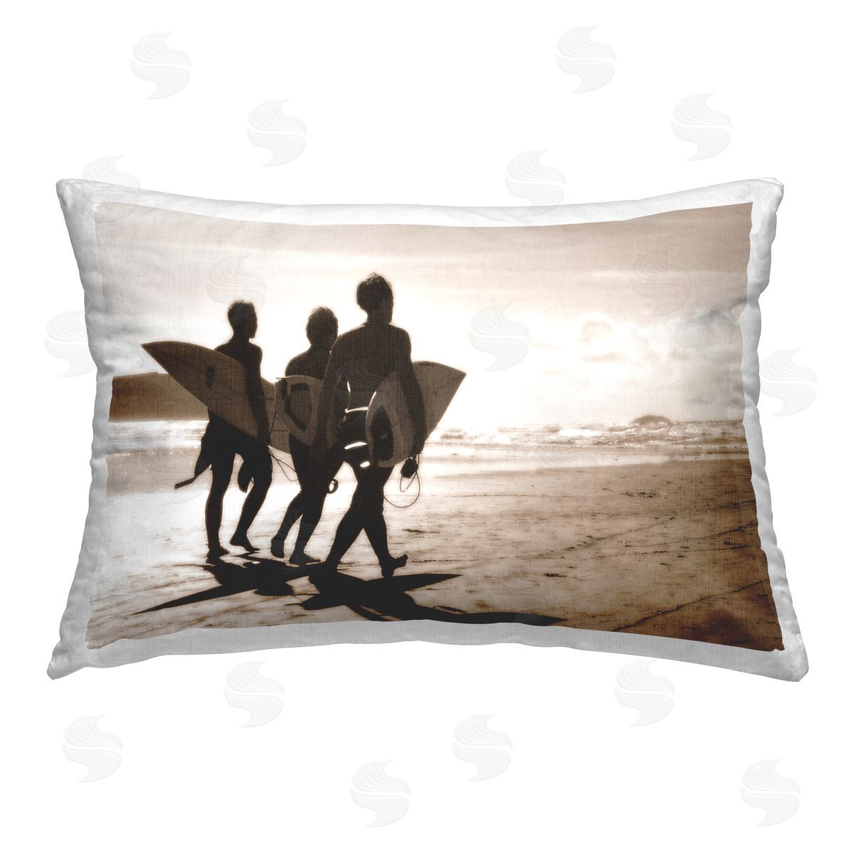 Noah Bay Shadows On Sand Surfers Printed Plush Polyester Throw Pillow