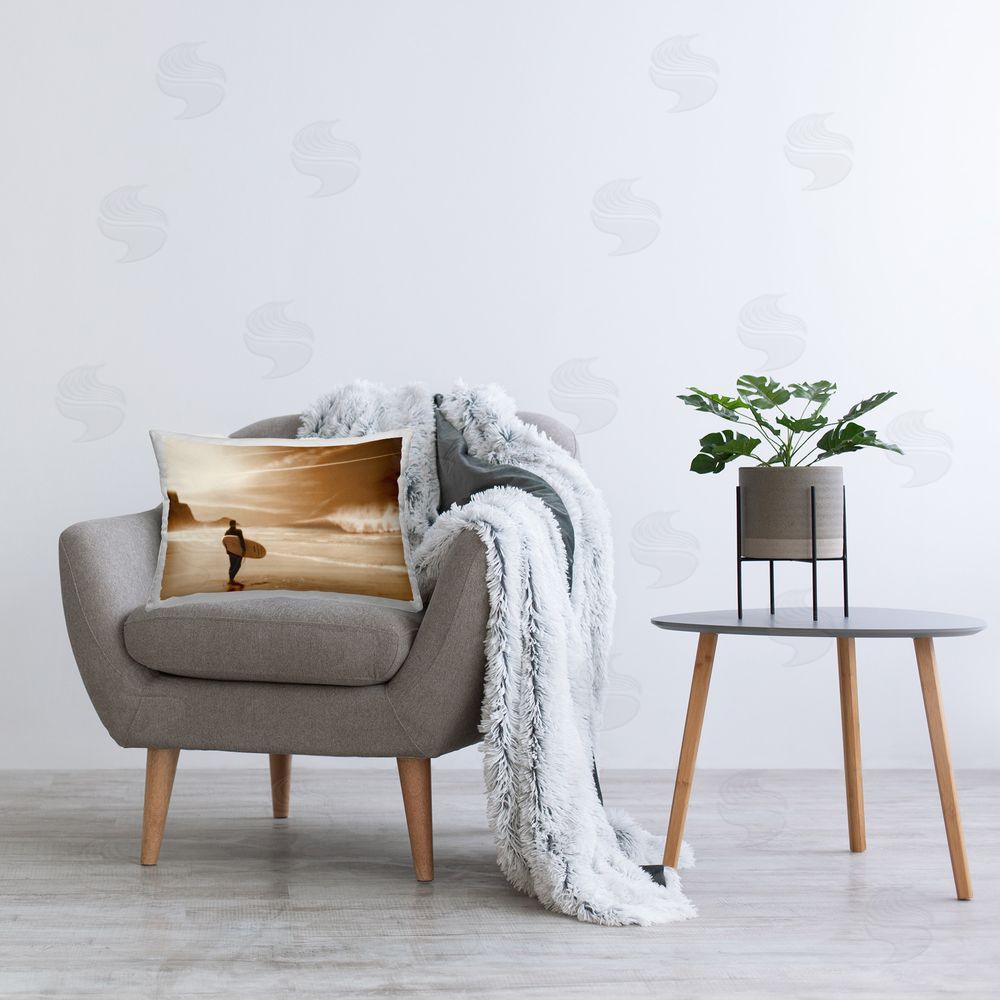 Noah Bay Out Of The Sun Surfer Printed Plush Polyester Throw Pillow On Chair