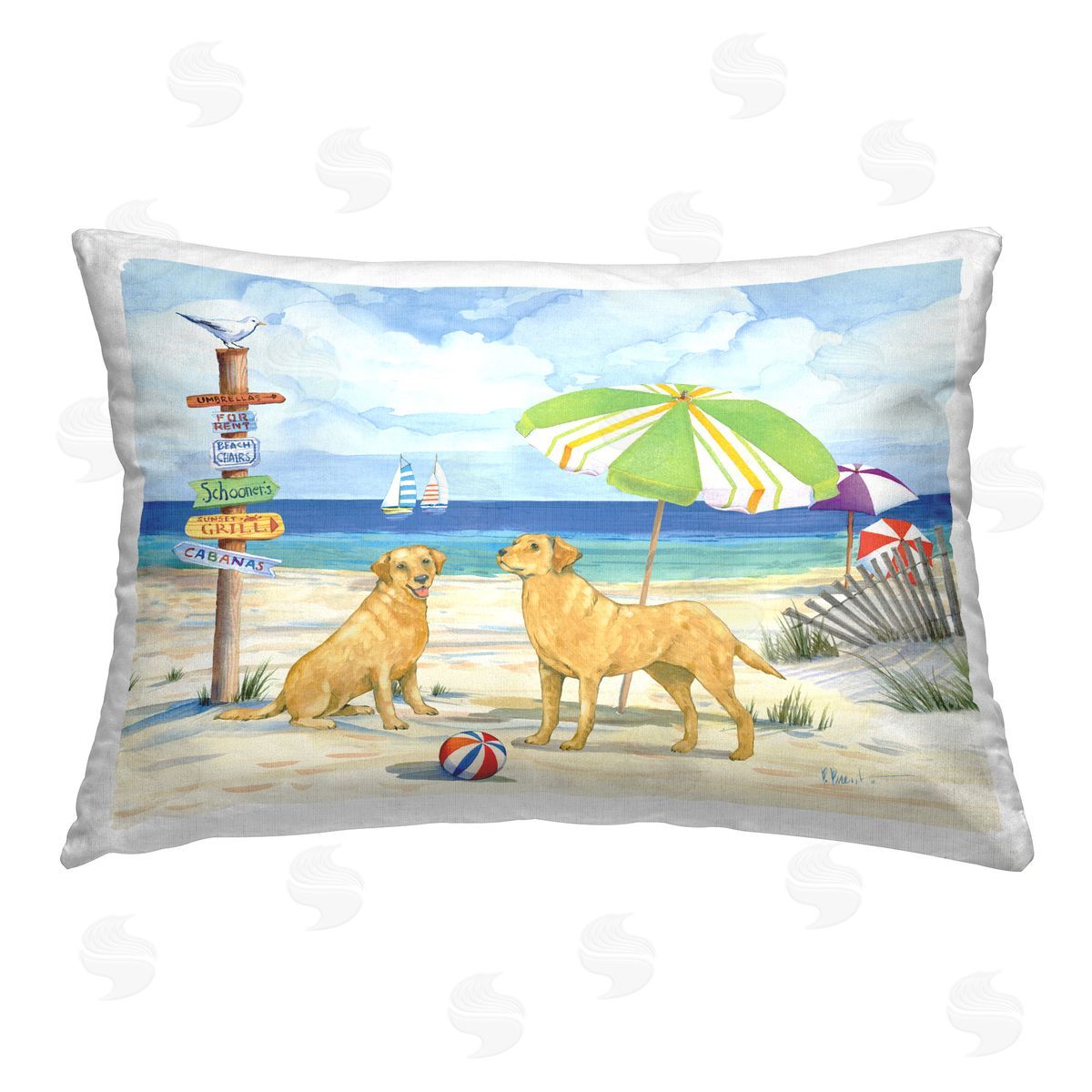 Paul Brent Dog Beach Day Printed Plush Polyester Throw Pillow