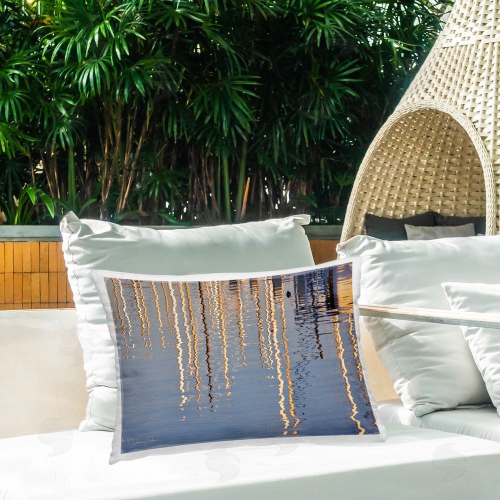 Dennis Frates Beach Post Reflections Outdoor Quick-Dry Polyester Printed Throw Pillow in Back Yard