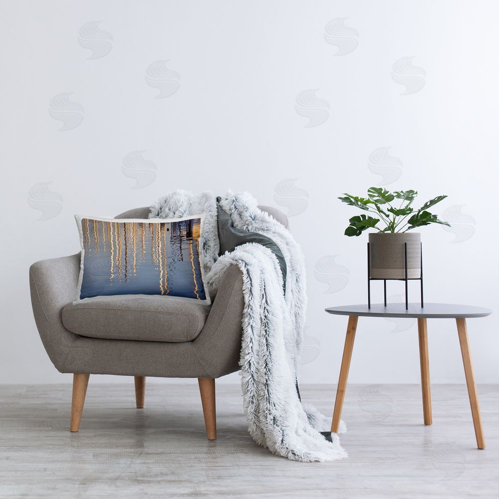 Dennis Frates Beach Post Reflections Printed Plush Polyester Throw Pillow On Chair