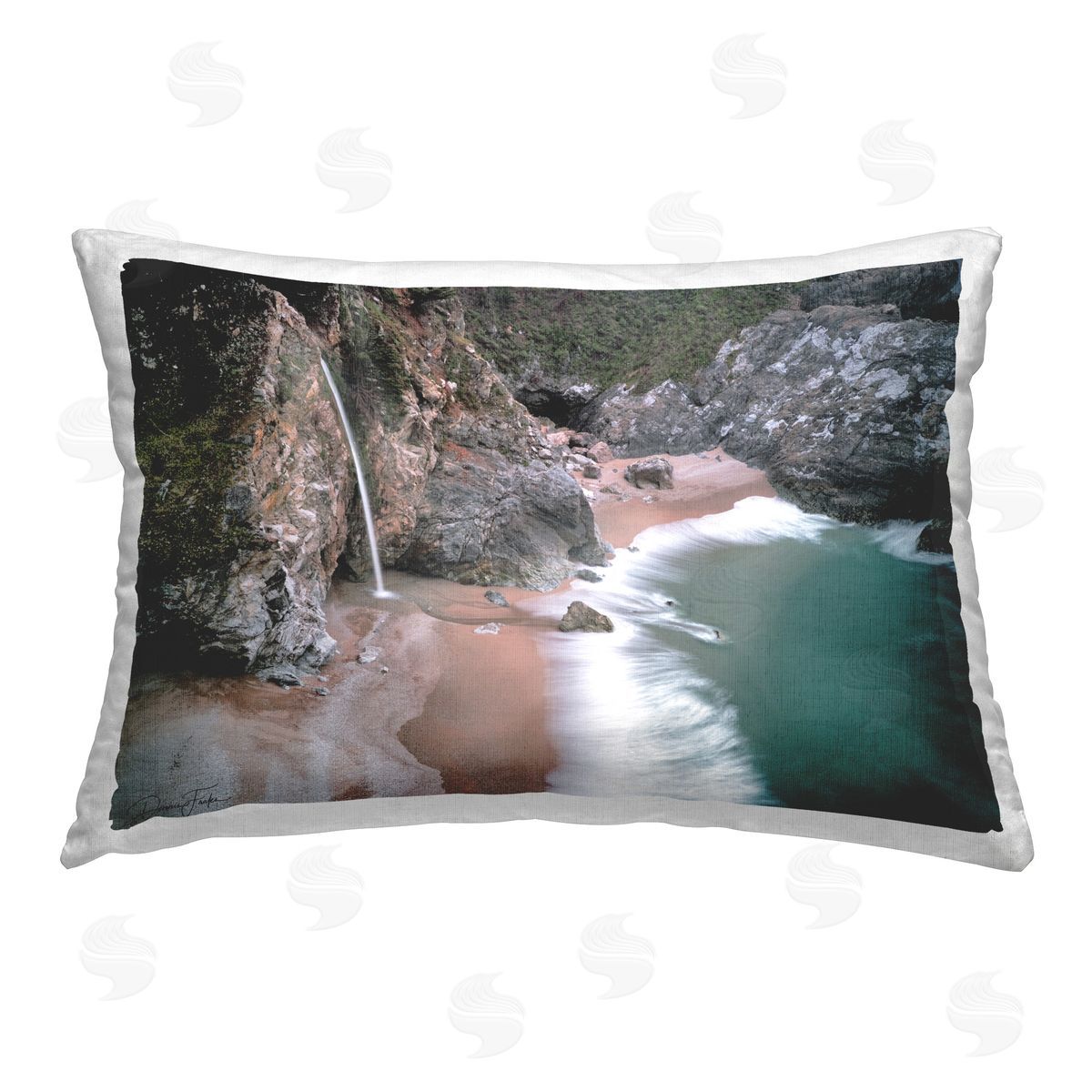 Dennis Frates Tropical Waterfall Cliffs Printed Plush Polyester Throw Pillow