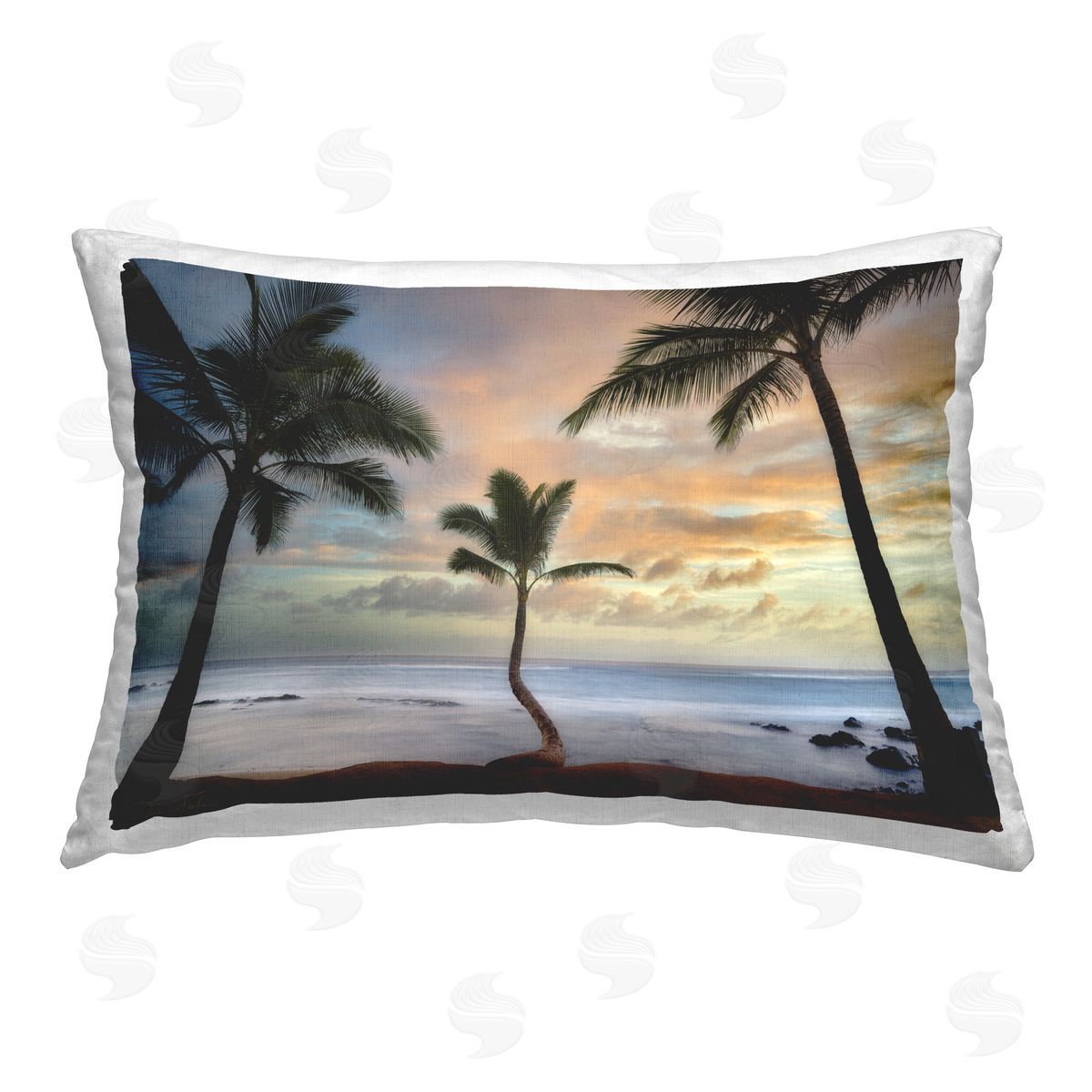 Dennis Frates Three Palms Looming Printed Plush Polyester Throw Pillow
