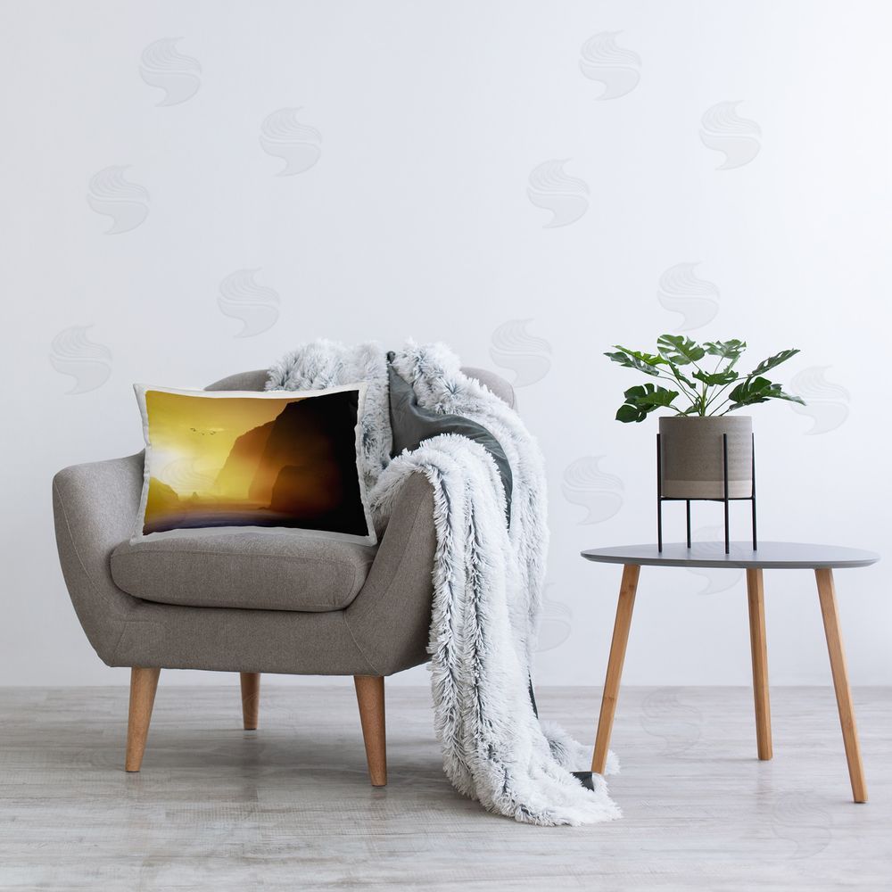 Dennis Frates Bright Sunlit Cliffs Printed Plush Polyester Throw Pillow On Chair