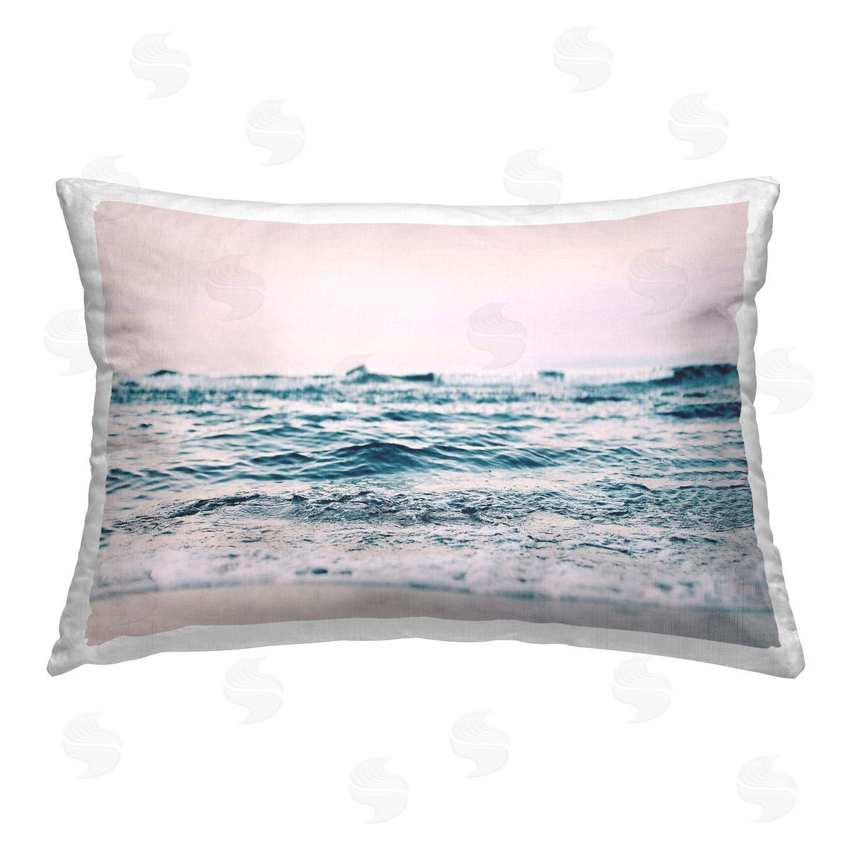 Sisi and Seb Ocean Wave Blush Printed Plush Polyester Throw Pillow