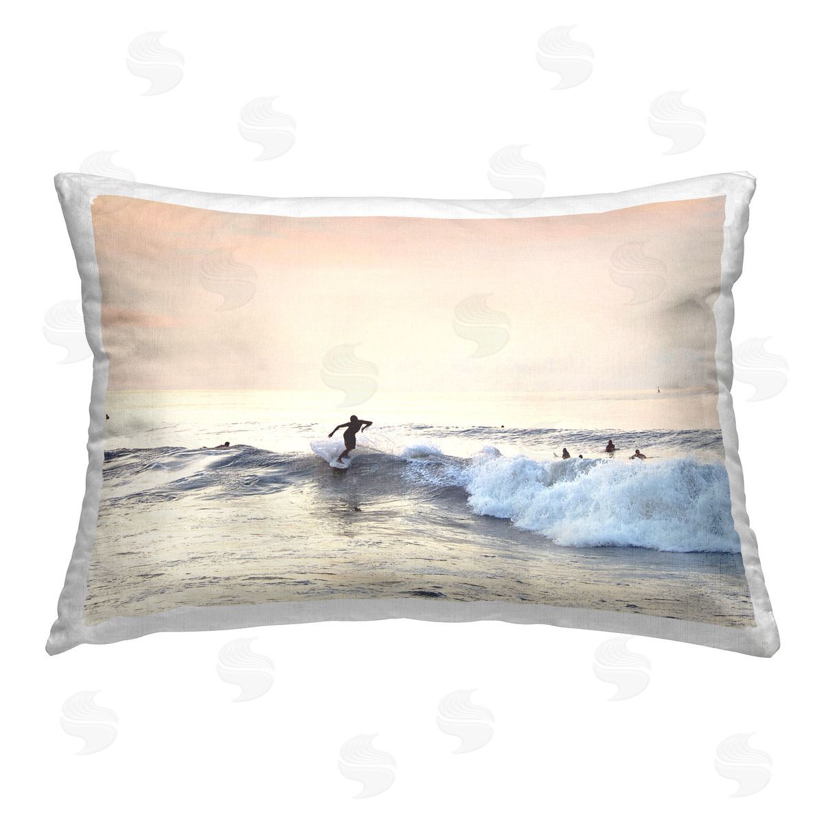 Sisi and Seb Sunset Surfer Landscape Printed Plush Polyester Throw Pillow