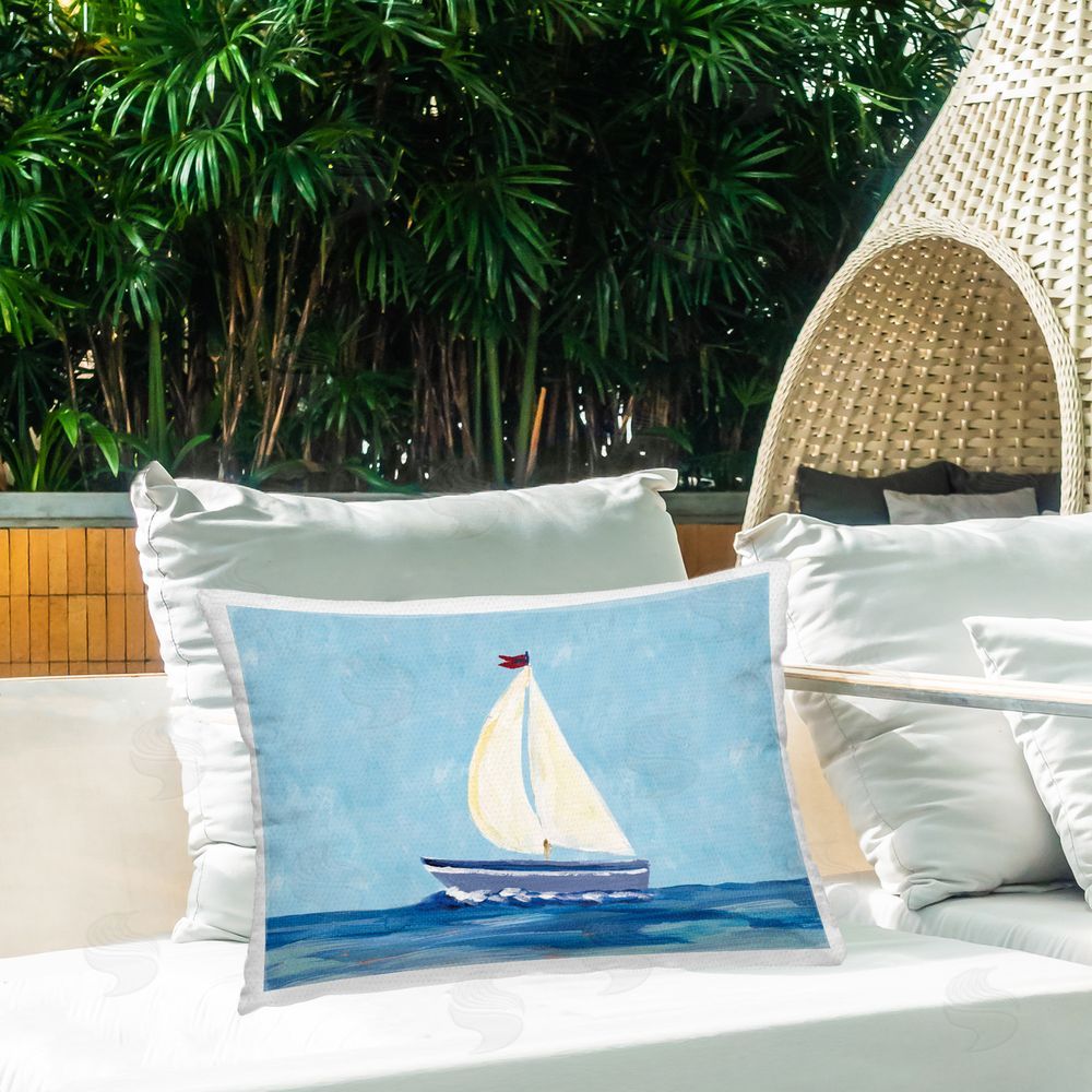 Julie DeRice Sail The Sea Outdoor Quick-Dry Polyester Printed Throw Pillow in Back Yard