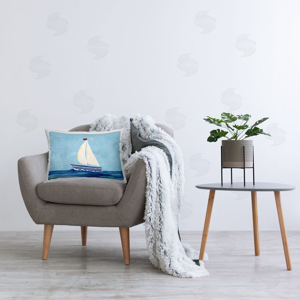 Julie DeRice Sail The Sea Printed Plush Polyester Throw Pillow On Chair